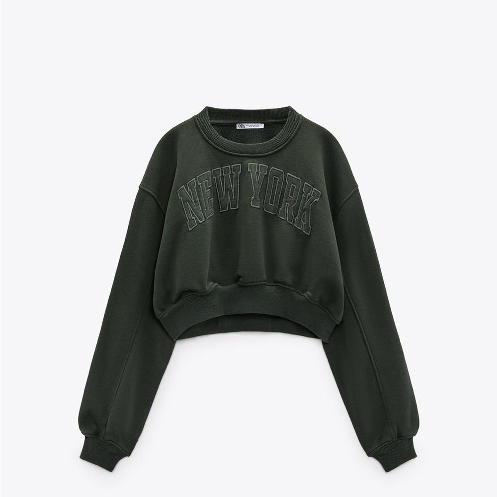Zara Dark Green New York Sweatshirt